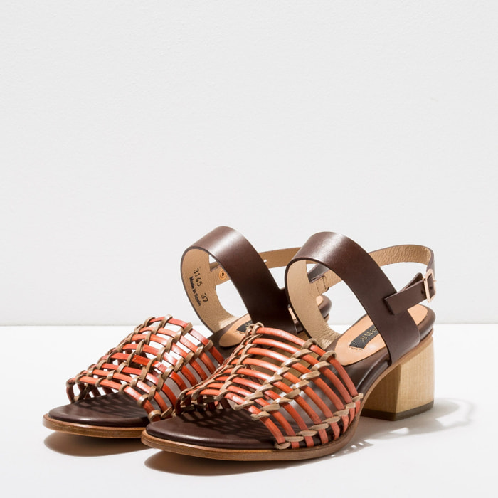 Sandalias S3145 BRAIDED BROWN-CORAL / VERDISO color Brown-coral