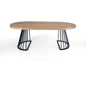 Table à manger ronde extensible Tomasucci FEAR, en MDF finition chêne, 110 × 110 × 76,5 cm