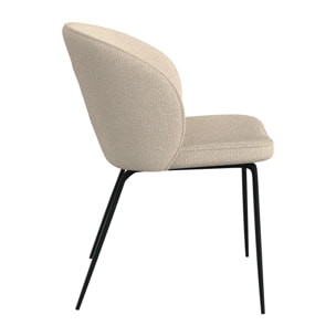 Lot de 2 chaises en tissu bouclé beige et pieds en métal - Groom