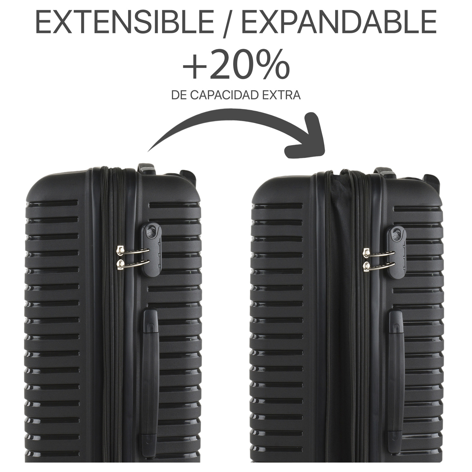 Juego De Maletas Rígidas Pp Itaca Glasgow Negro