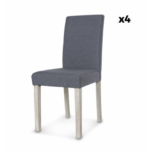 Chaise bois d'hévéa cérusé et tissu (lot de 4) RITA