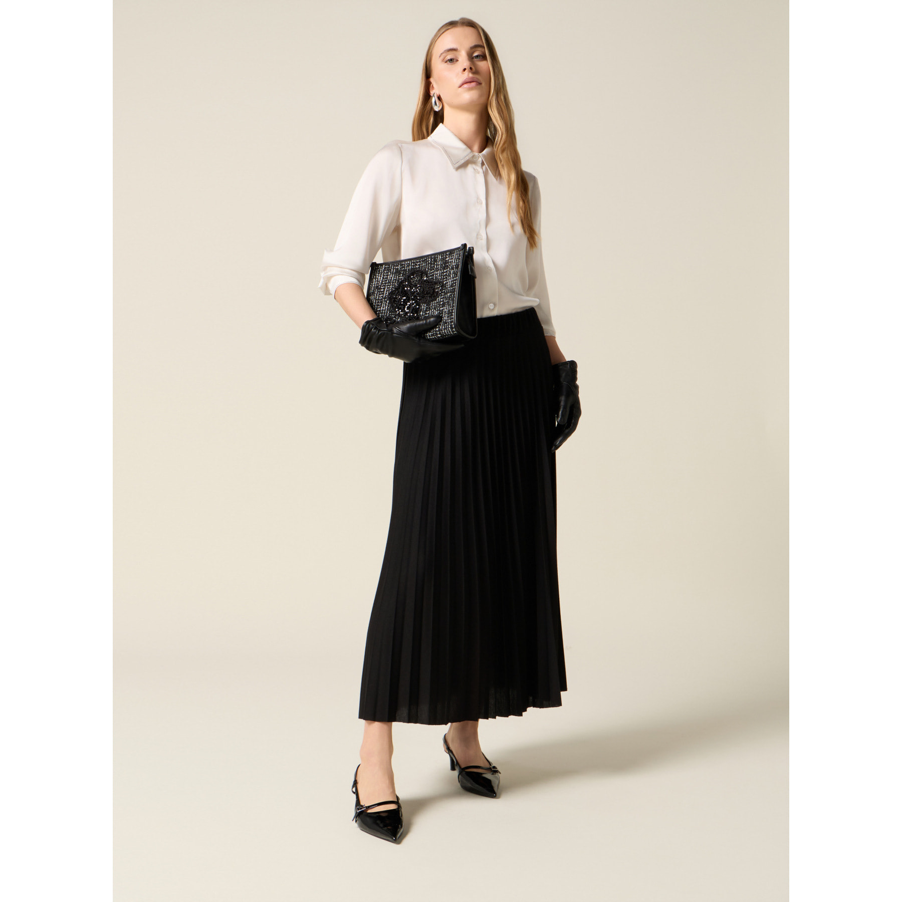 Oltre - Falda larga plisada - Negro