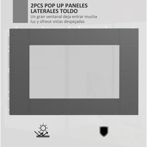 Outsunny Paredes Laterales para Carpa de 2 Paneles 295x195 cm Paredes Laterales de Repuesto de Tela Oxford con Ventana para Carpas de 6x3 m 3x3 m Gris