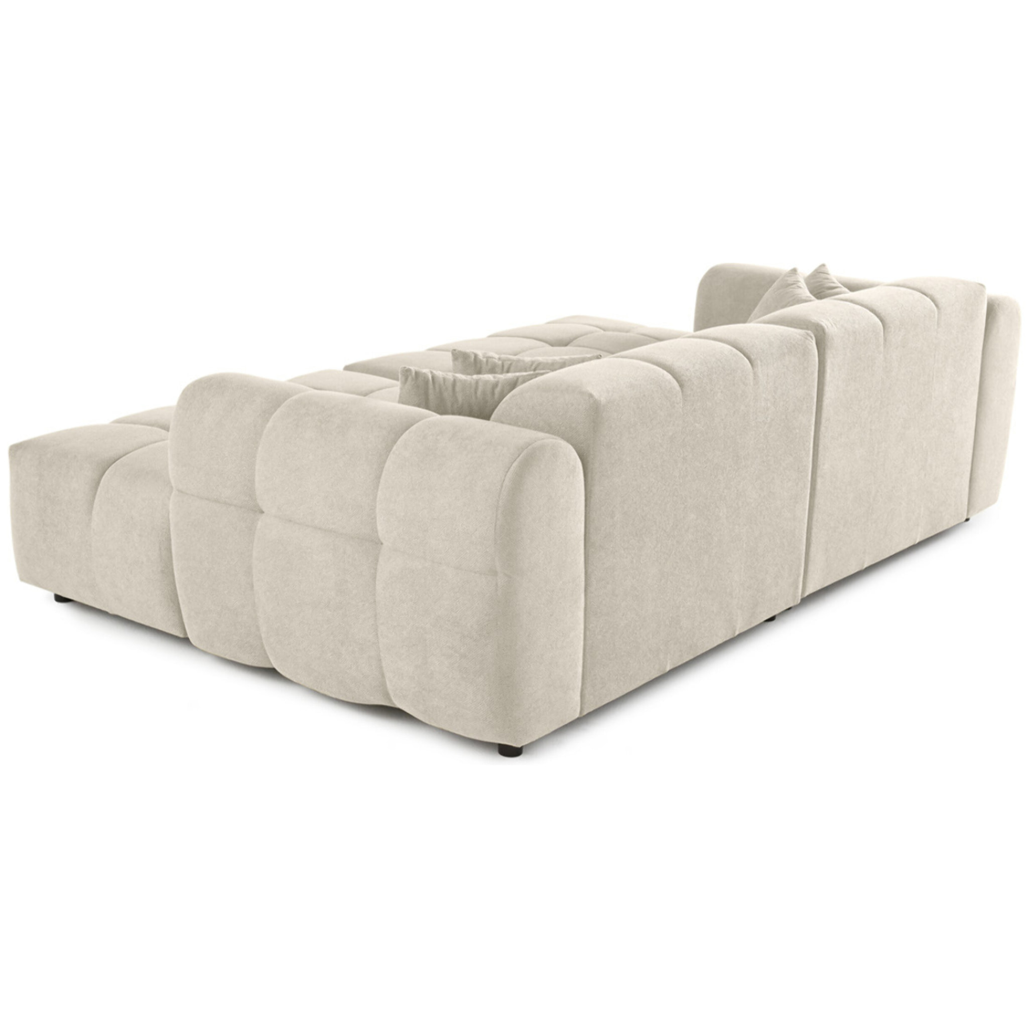 Ray - canapé droit 4 places avec double méridienne - assise profonde - en tissu texturé - Beige