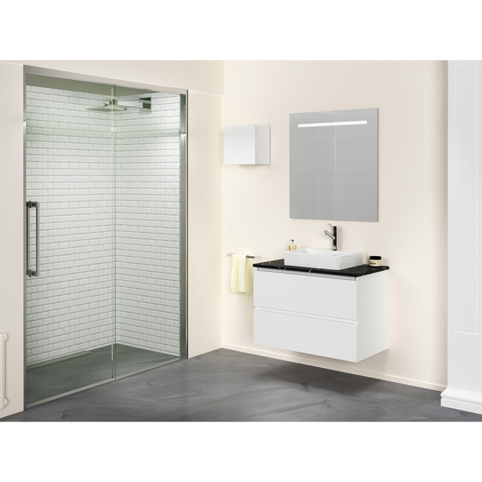 Miroir de salle de bain lumiére led horizontal Alday, 90x80cm