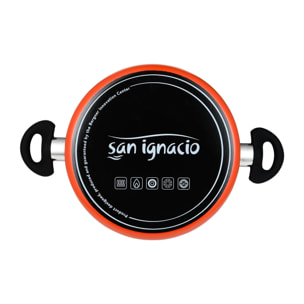Cacerola con tapa ø24 cm acero al carbono de color naranja, antiadherente y resistente expert valencia san ignacio