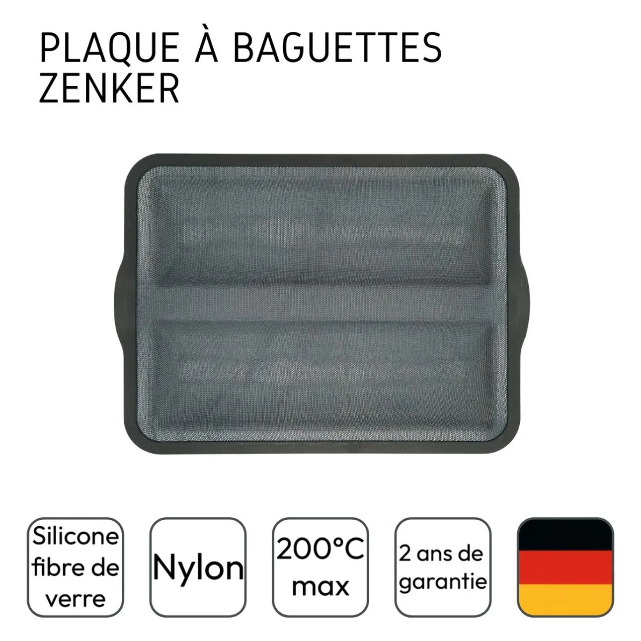 Moule à baguettes de pain 36 x 26 cm Zenker Silicone fibre de verre