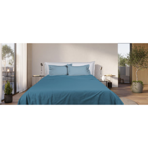 UNO CASA DESIGN Completo Letto Bice 25 Bicolor in Puro Cotone_Matrimoniale_chambray