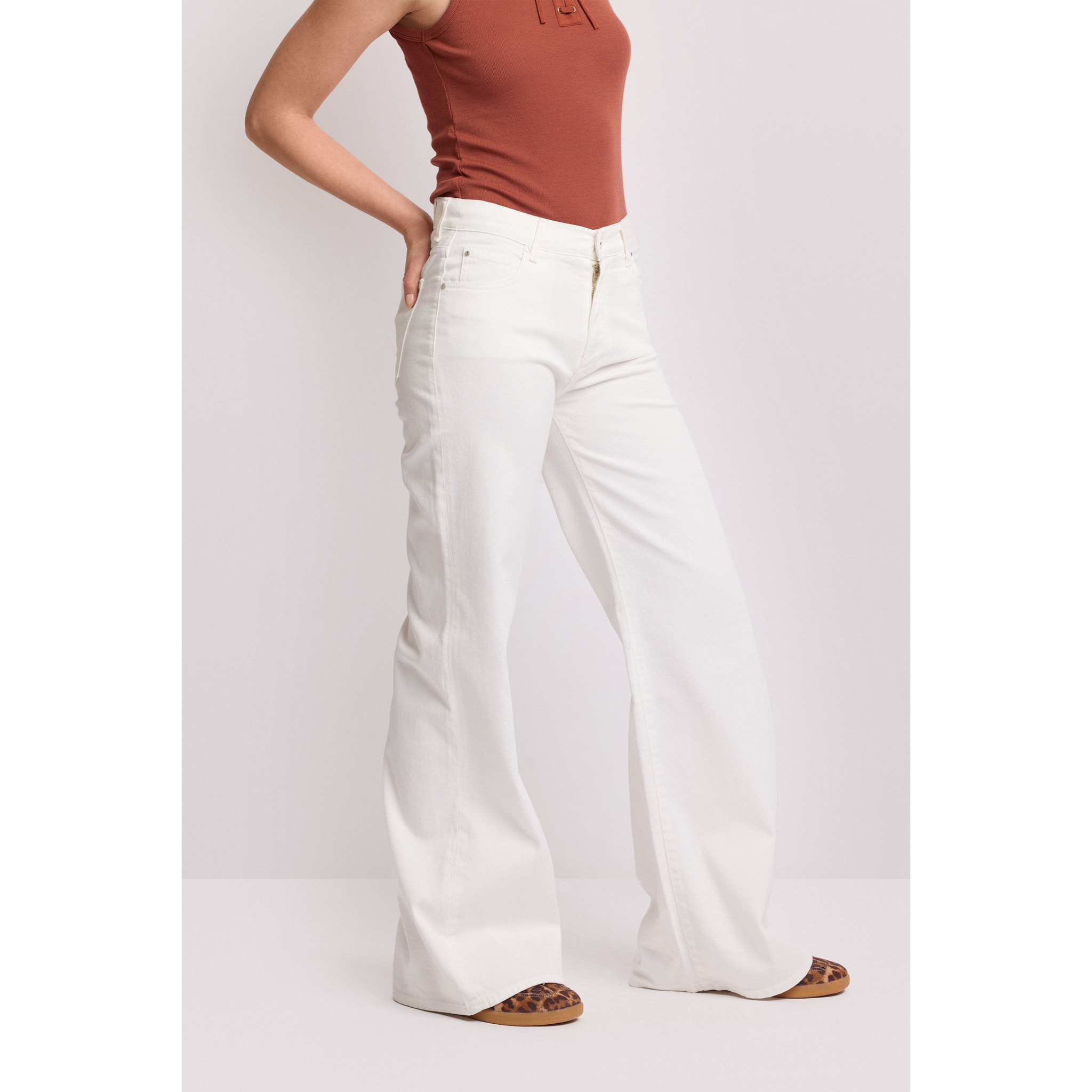 Kocca - Pantaloni in cotone taglio flare Donna, Tinta unita
