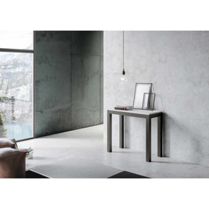 Console extensible 90x40/196 cm Everyday Small Evolution Frêne Blanc cadre Anthracite