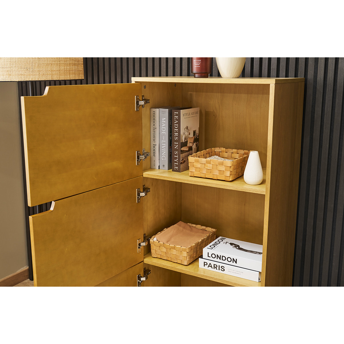 Buffet haut scandinave bois clair hévéa L60 cm LEENA