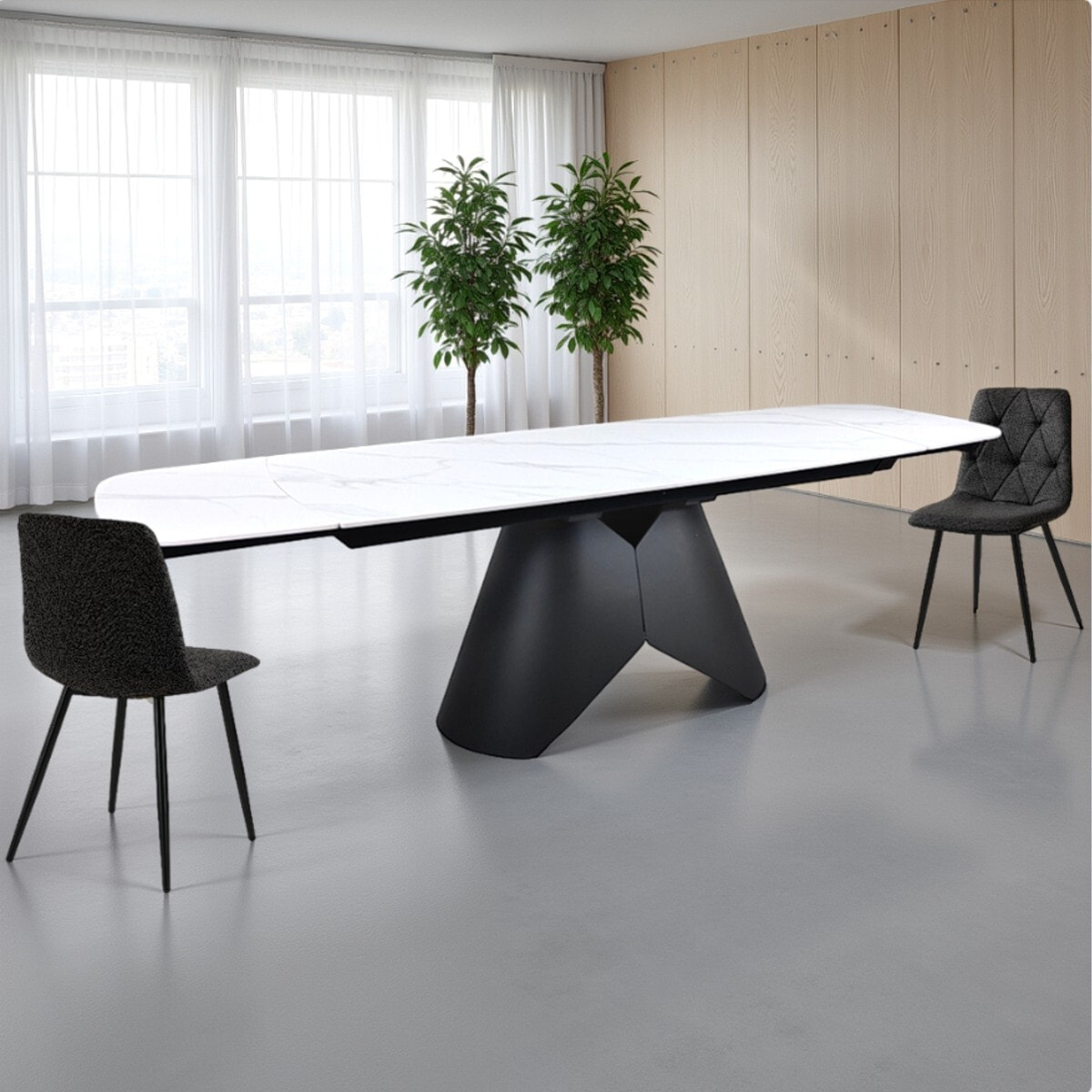 Tomasucci Table extensible KAJA en marbre blanc - GRIS
