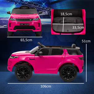 Coche Eléctrico para Niños de +3 Años con Licencia Land Rover Discovery Sport Carro Eléctrico Infantil con Batería 12V Mando a Distancia Arranque Lento Faros Bocina y Música Rosa