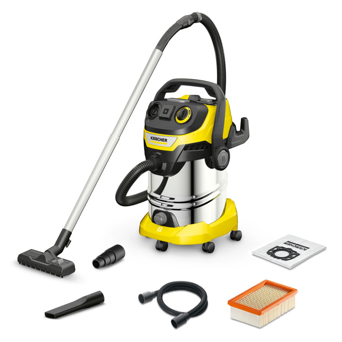 Aspirateur eau et poussière Karcher WD 6 P S V-30/6/22/T - Puissance 1300W- Cuve inox 30L- Flexible 6m- Prise outillage- Turbine
