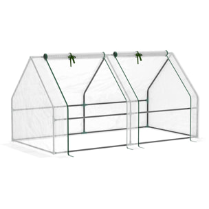 Mini Invernadero de Jardín Terraza 180x90x90 cm Tipo Caseta Tubo de Acero con 2 Ventanas Enrollables Vivero Casero para Cultivo Plantas Verduras Blanco