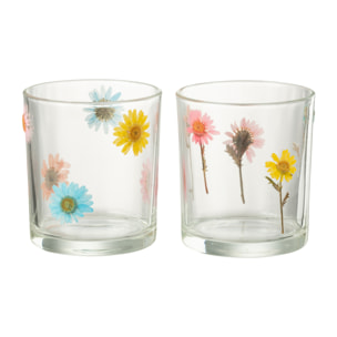 J-Line photophore Posy - verre - transparent/mix - medium - 2 pcs