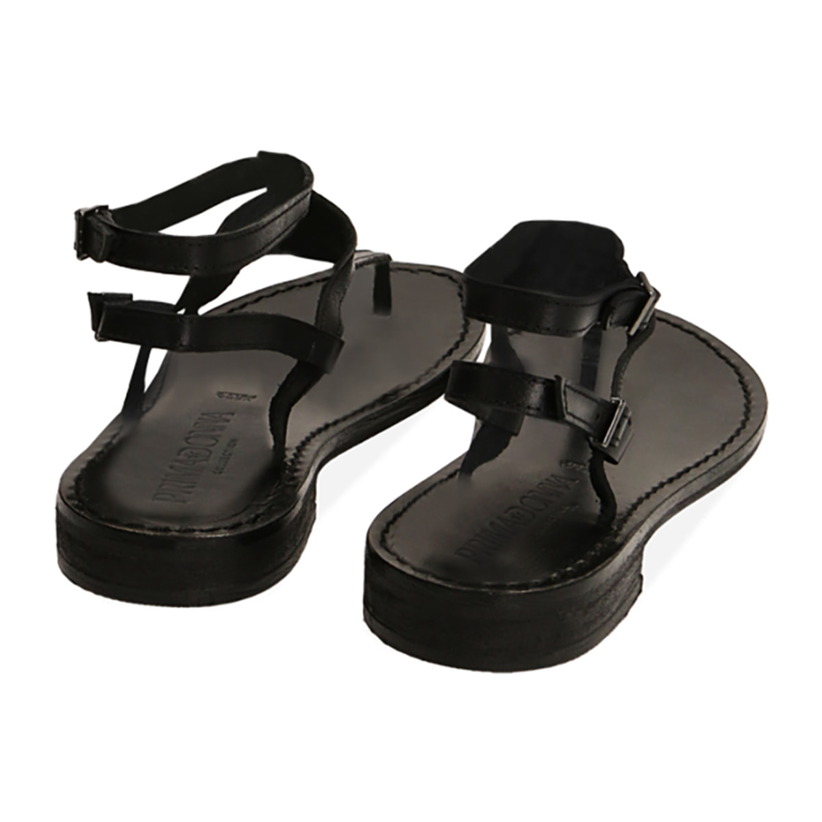 Sandalias planas de cuero negras