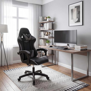 Silla gaming reclinable y con altura ajustable en negro y gris 117-128 cm Viper Negro - Gris