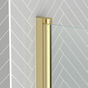 Pare baignoire Rabattable 70x120cm - Profilé finition Or Doré Brossé - Verre Trempé 4mm - ELEMENTARY