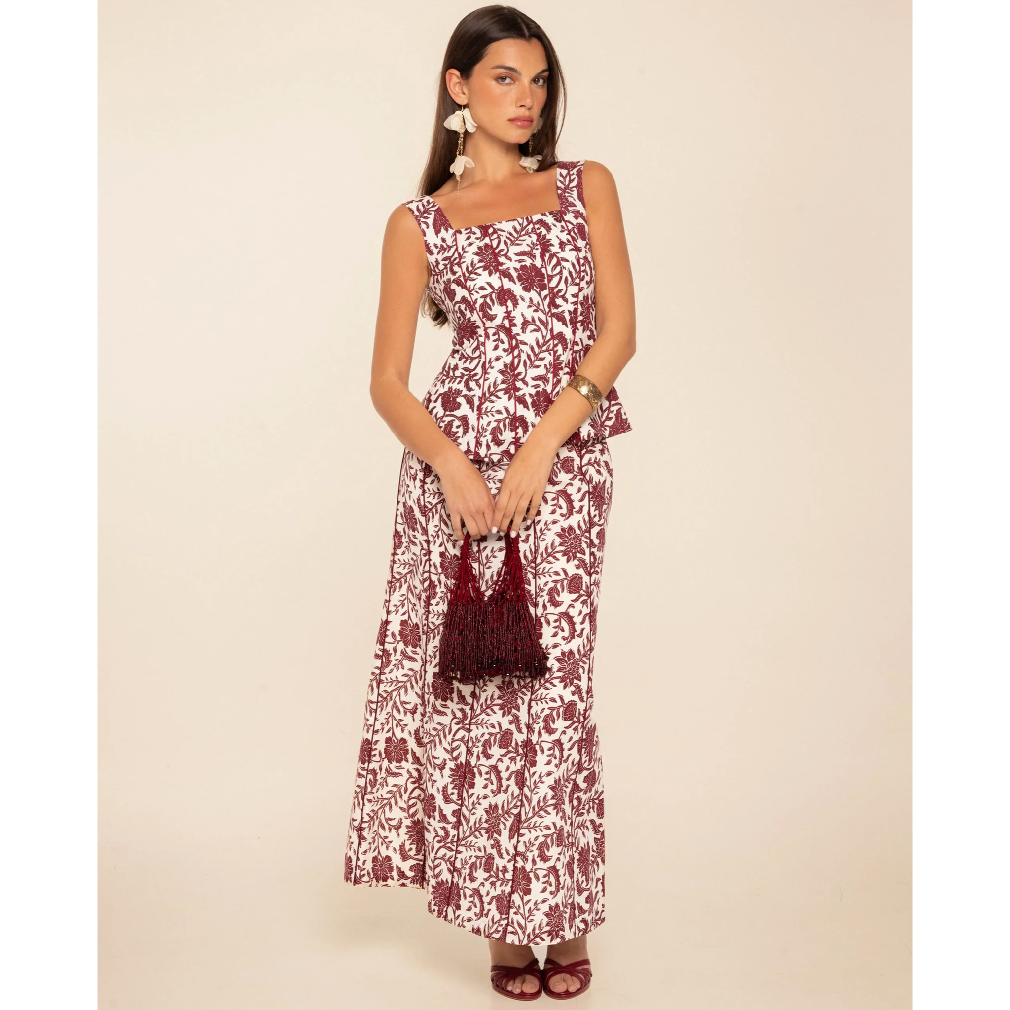 Top estilo corset de tirantes con lino de mujer