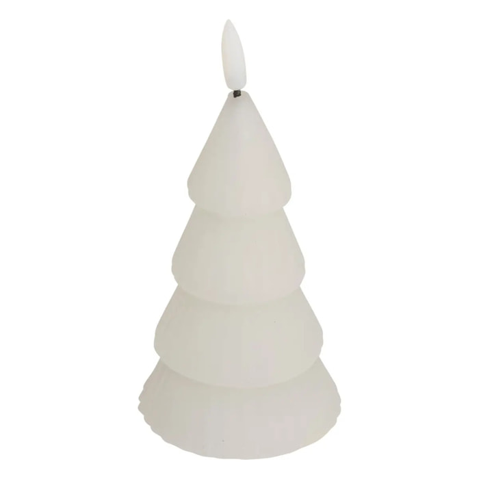 Bougie LED forme sapin H.13cm blanc