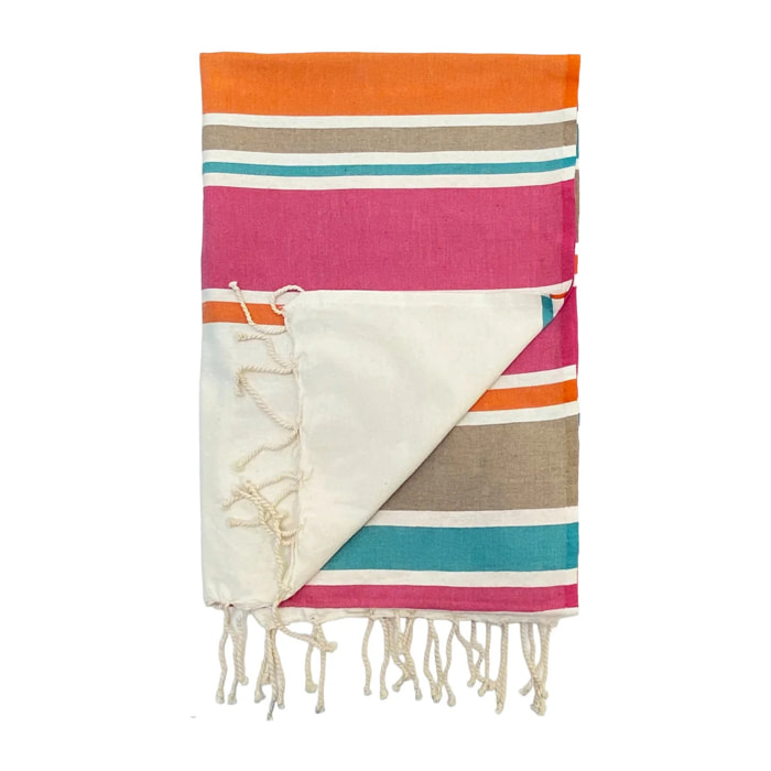 Fouta plate traditionnelle Rose 100x200 190g/m² - Helios Rose