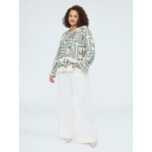 Fiorella Rubino - Blusa in raso con stampa paisley - Verde militare