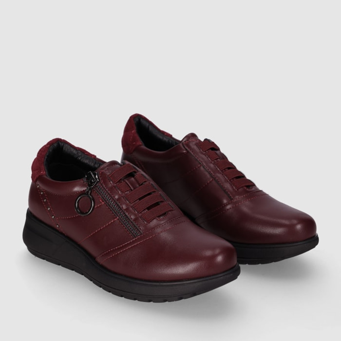 Zapatos de Piel Sintética - Vino - Tacón: 3 cm
