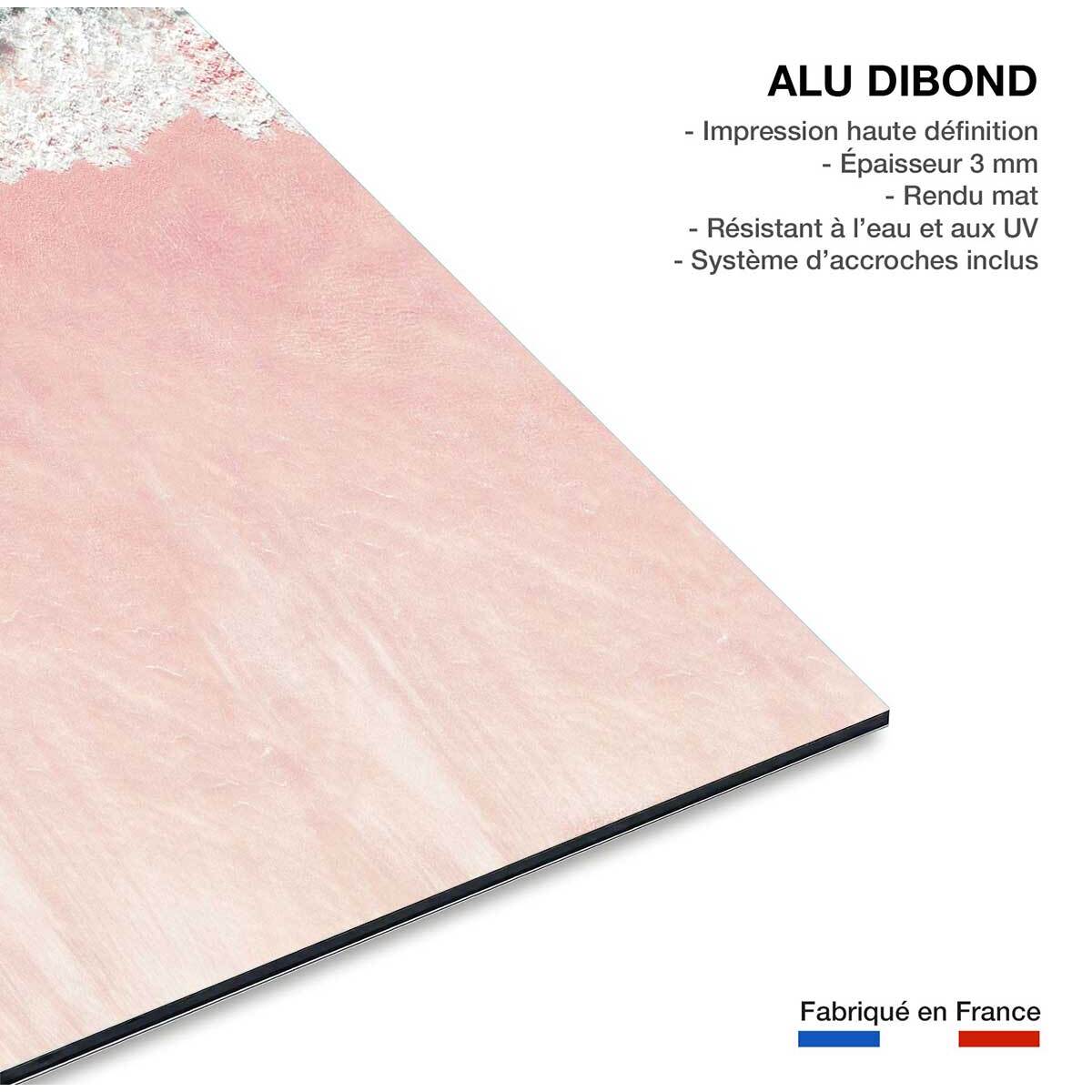 Tableau paysage mer plage de sable rose  Tableau alu Dibond