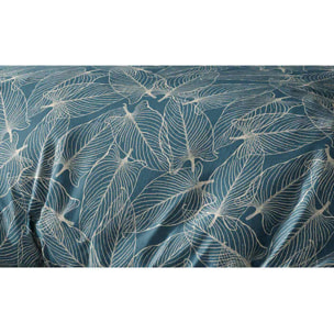 Parure housse de couette coton bleu