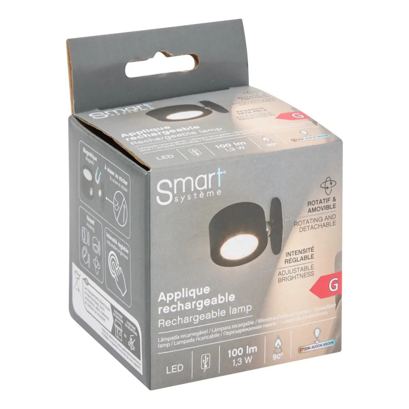 Lampe LED applique amovible USB