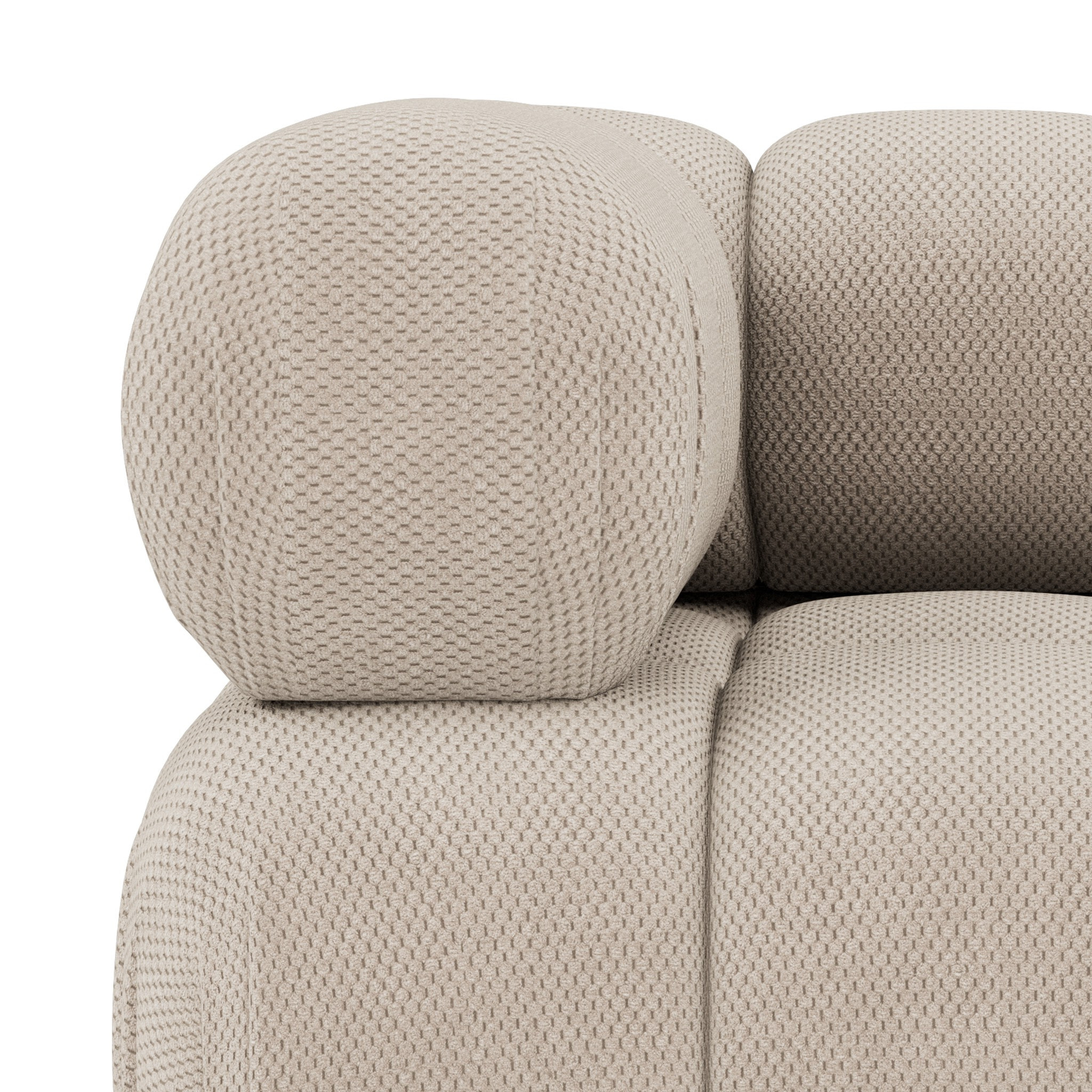 Ruby - module d'assise d'angle gauche en velours texturé - Beige