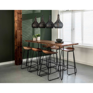 Djoda - lot de 4 tabourets de bar - bois massif d'acacia - Noir / Bois