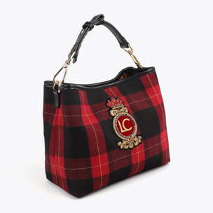 Borsetta in Tessuto a Quadri con Stemma