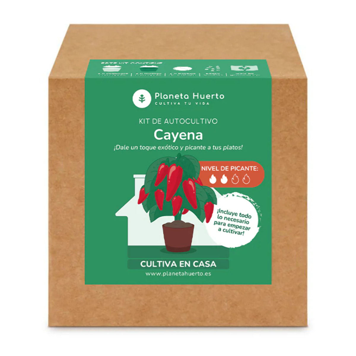 Kit de autocultivo Cayena Planeta Huerto