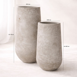 Set de 2 pots ronds en terre d'argile forme haute 40/55cm FARO