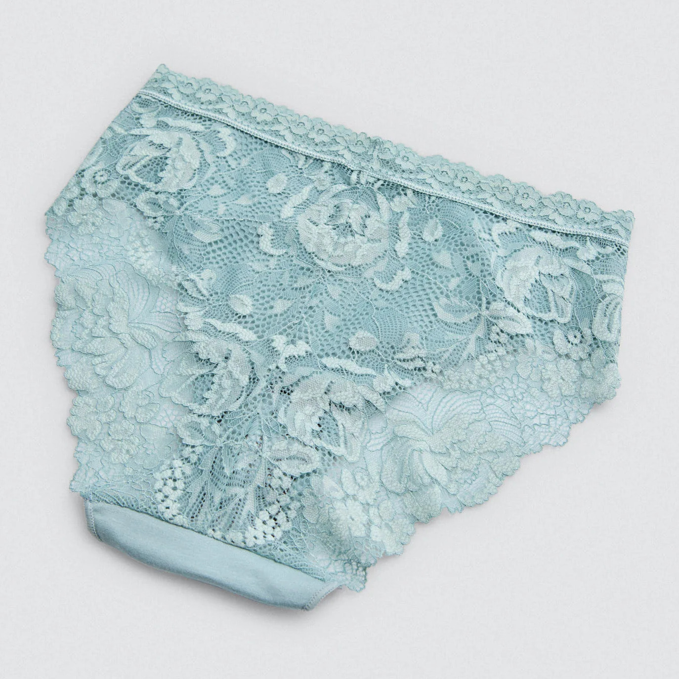 Slip midi in cotone con pizzo verde