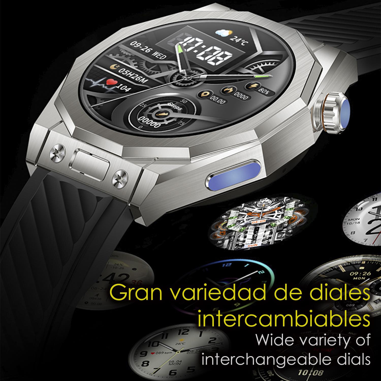 DAM Smartwatch Z83 Max triple pulsera. Pantalla AMOLED, split screen, llamadas BT. Temperatura, tensión, etc. Modos deportivos. 4,4x1,27x5,5 Cm. Color: Plata