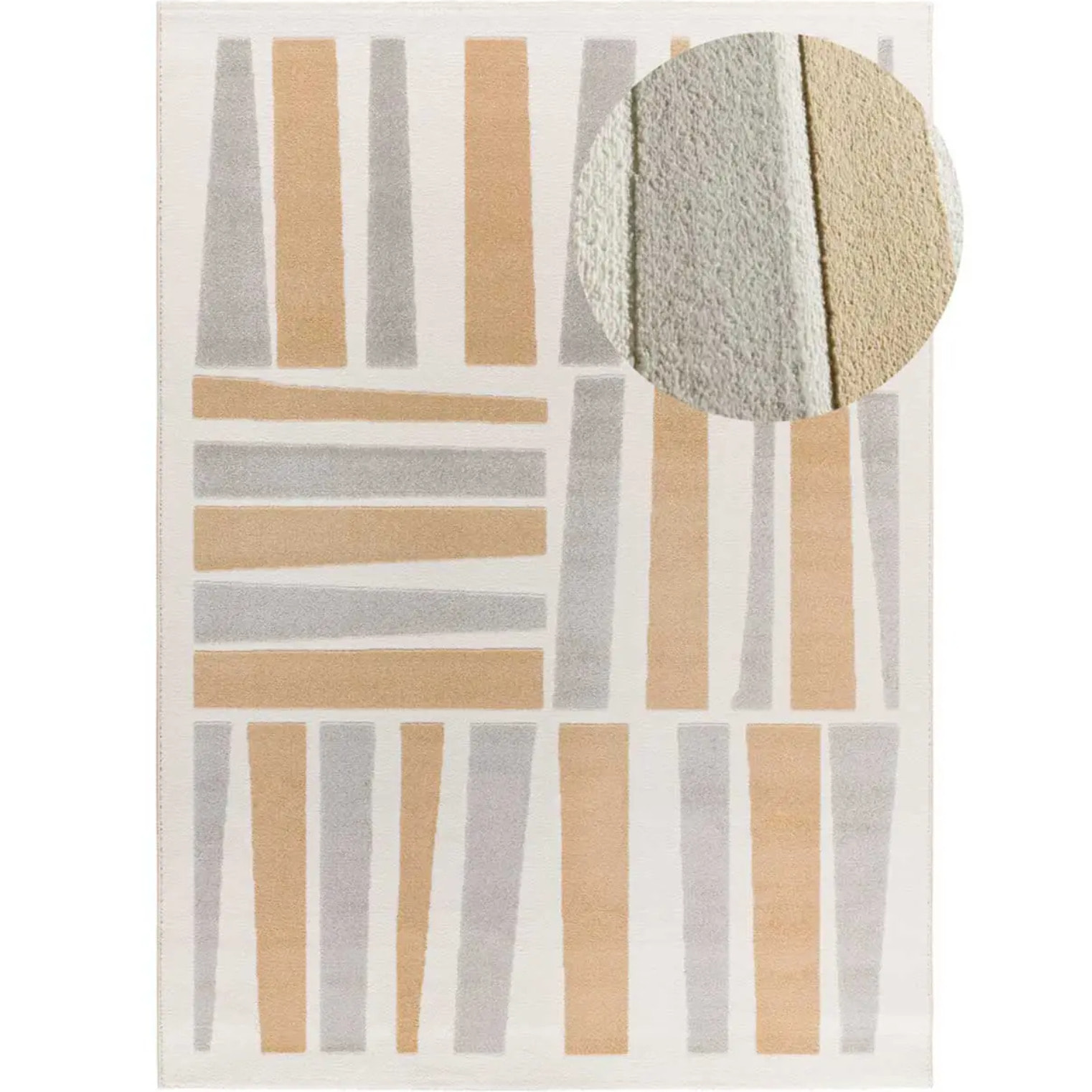 FLORA Alfombra geométrica con relieve en tonos beige y gris, varias medidas disponibles