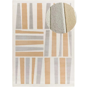 FLORA Alfombra geométrica con relieve en tonos beige y gris, varias medidas disponibles