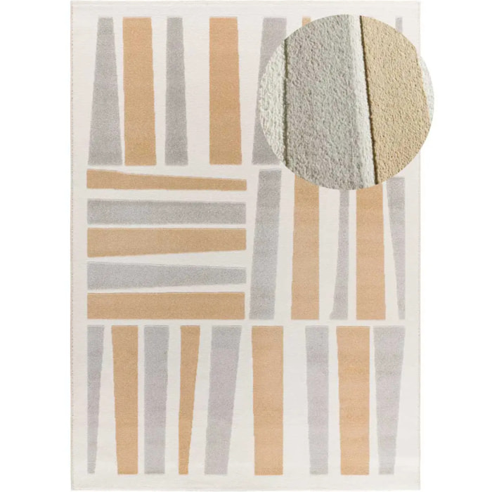 FLORA Alfombra geométrica con relieve en tonos beige y gris, varias medidas disponibles