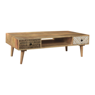 Table basse Tali en bois 2 tiroirs