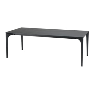 MAXENCE - Table à manger rect. 220x100cm noire pieds en chêne massif