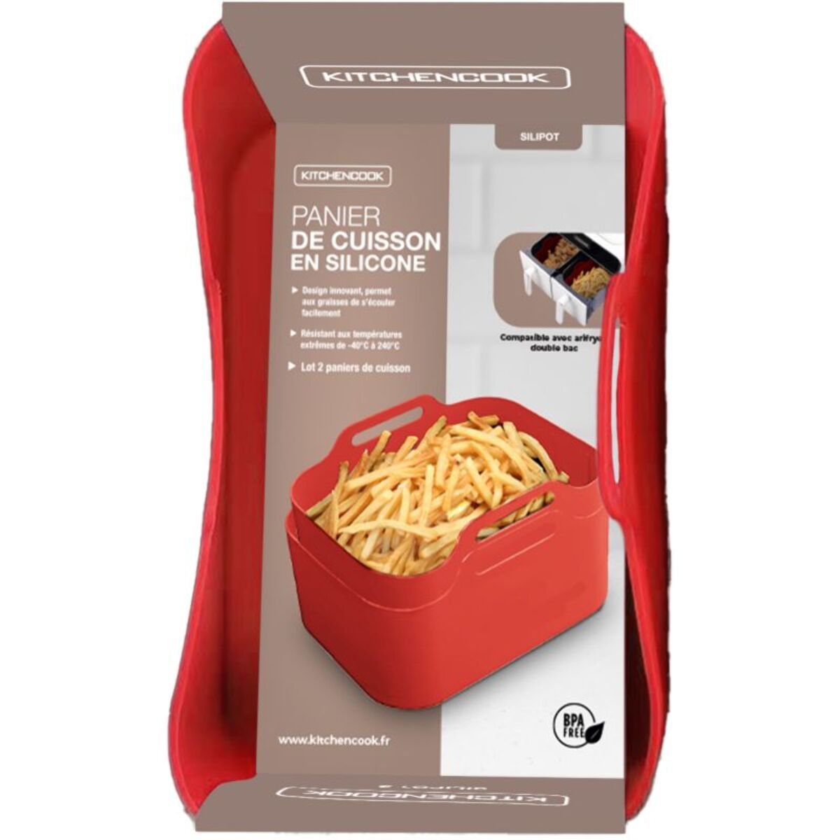 Panier silicone KITCHENCOOK rectangulaire, lot de 2