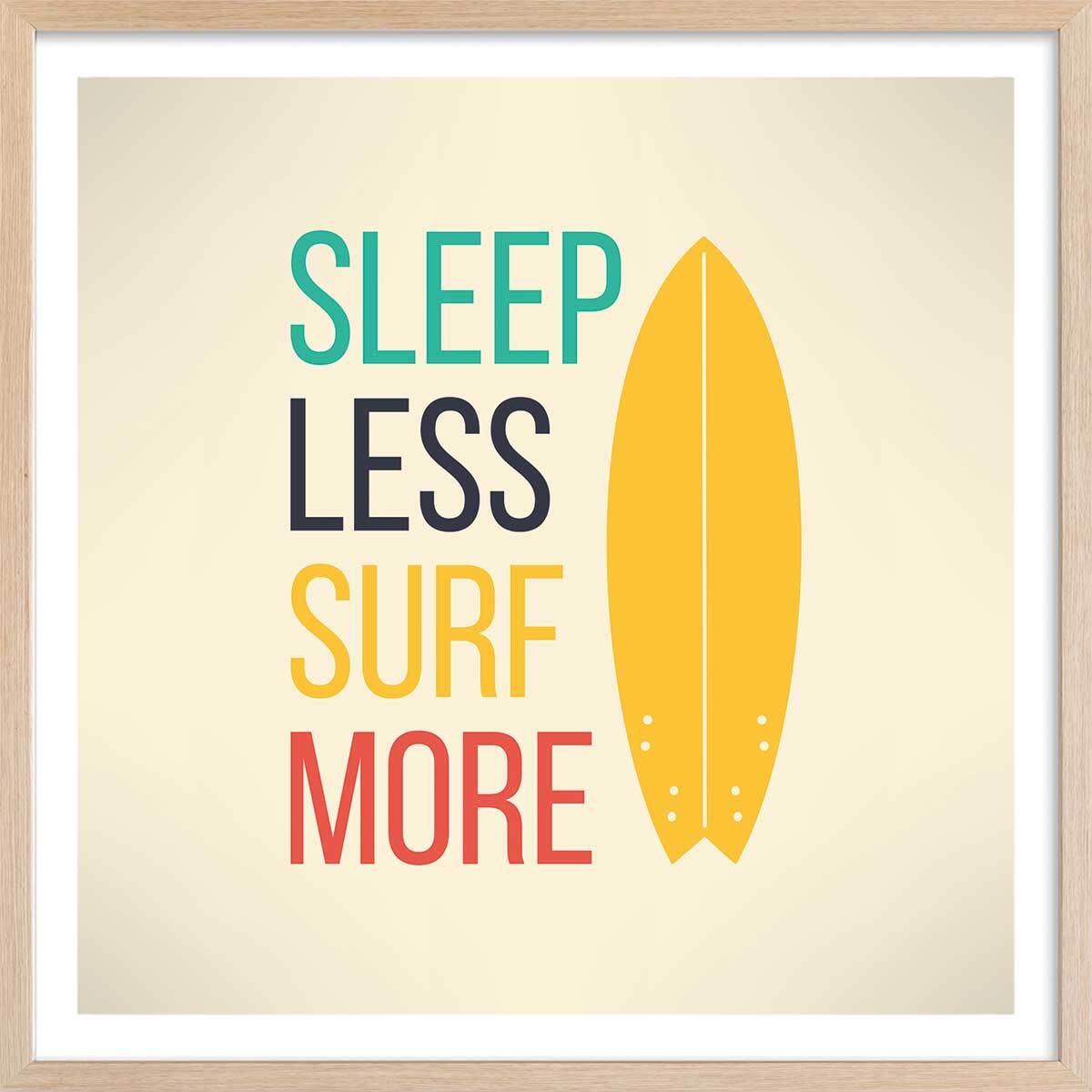 Poster Affiche illustration citation et surf report Affiche sous cadre bois