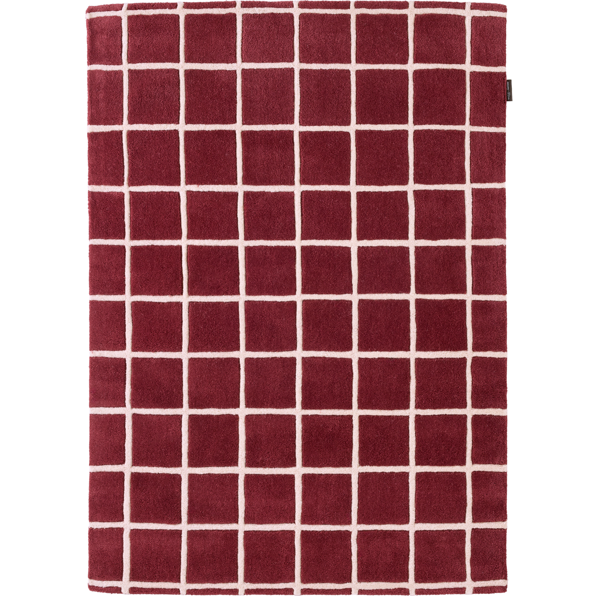 PANTONE - Tapis en laine fait main Rouge D'ORAGE à carreaux bordeaux