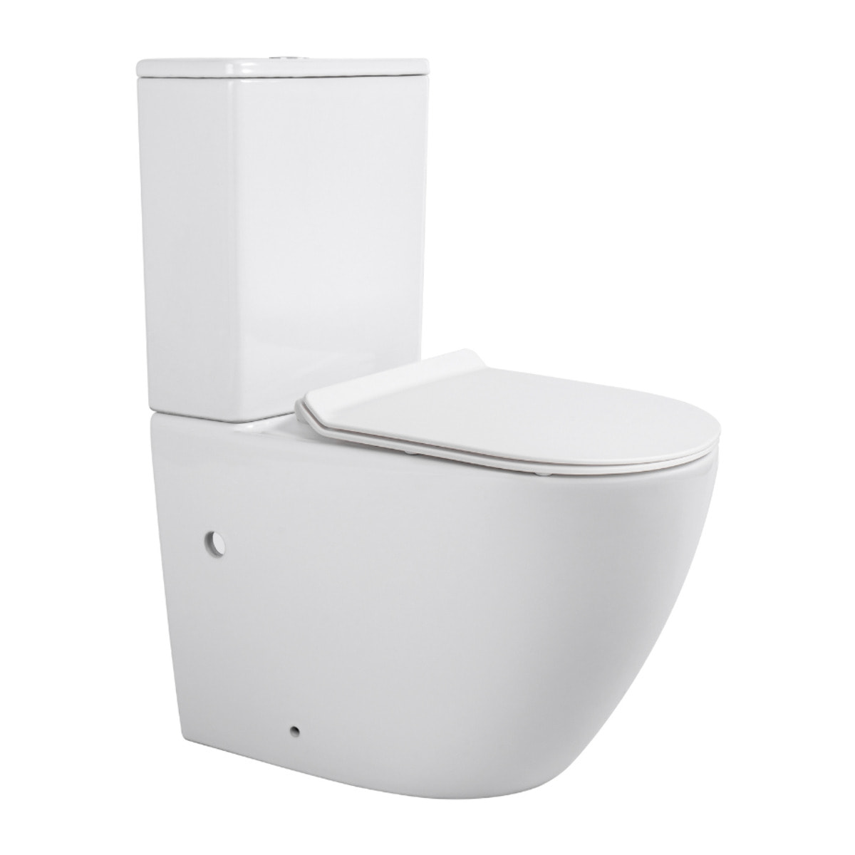 WC à poser sans bride en céramique + abattant SoftClose + réservoir de chasse, alimentation par le bas, blanc (CEPX030RREXVPBI)