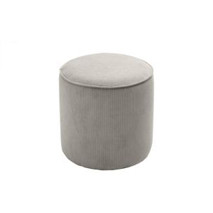 Pouf rond en velours côtelé taupe D40 cm PAUL