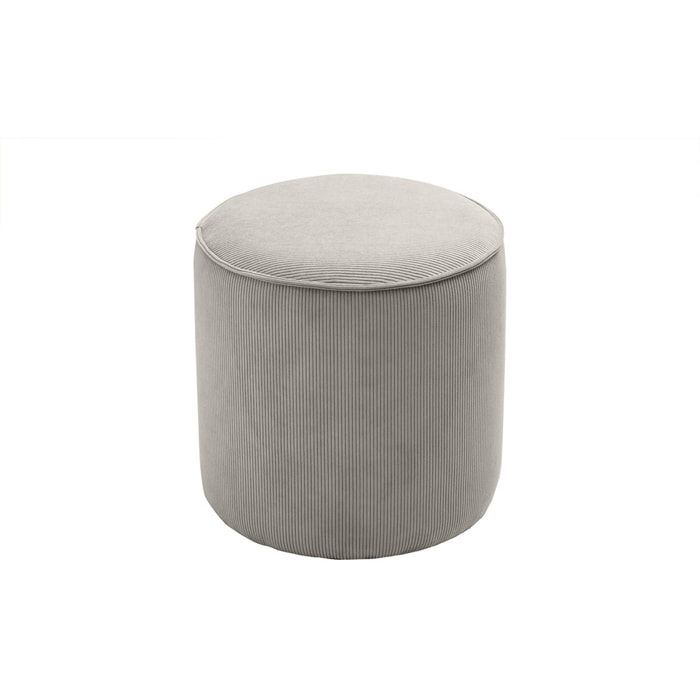 Pouf rond en velours côtelé taupe D40 cm PAUL