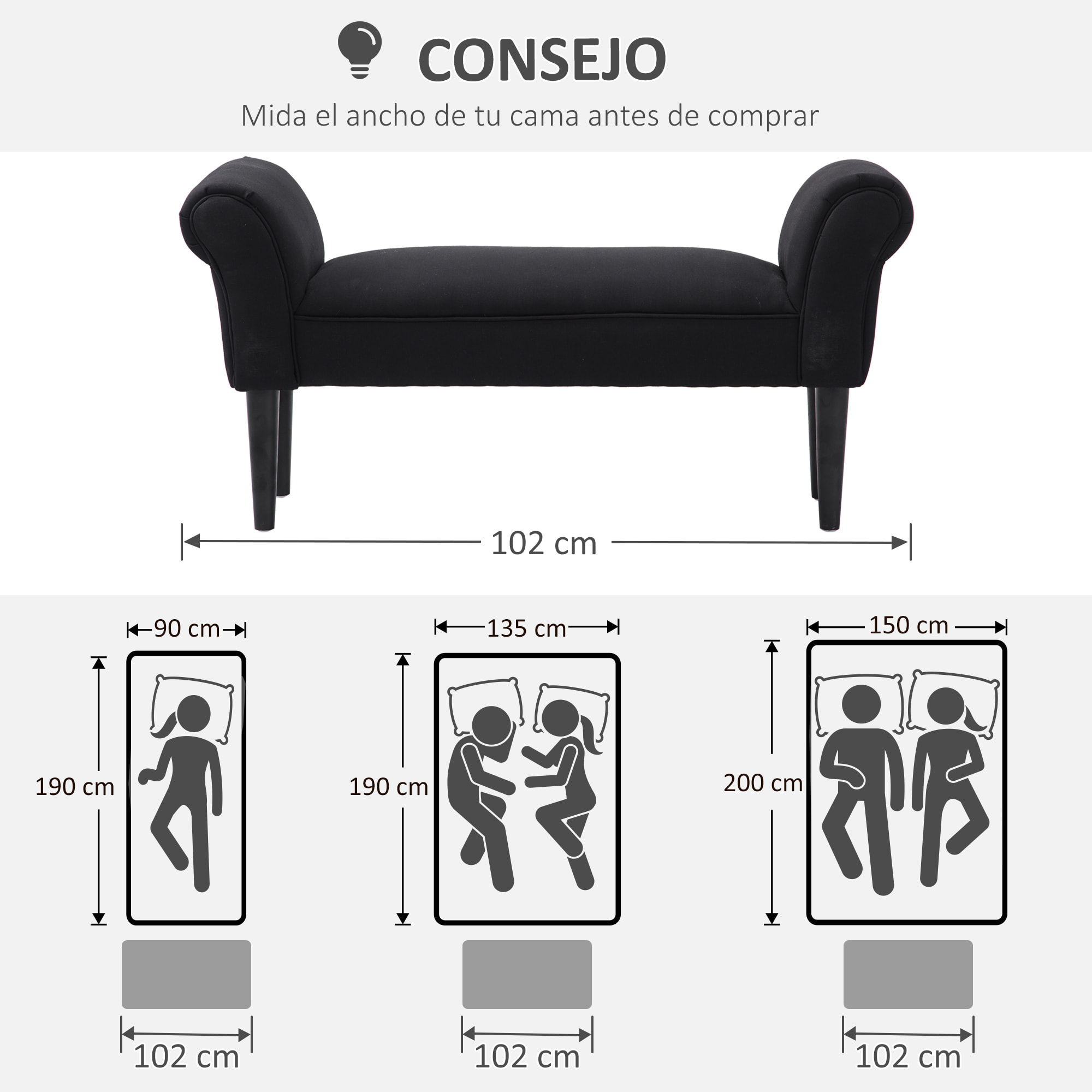 Banco Pie de Cama, Taburete Pie de Cama Tapizado en Lino Sintético con Patas de Madera, Reposabrazos y Asiento Acolchado, Estilo Moderno, Banco para Dormitorio, Entrada, Pasillo, Gris Oscuro